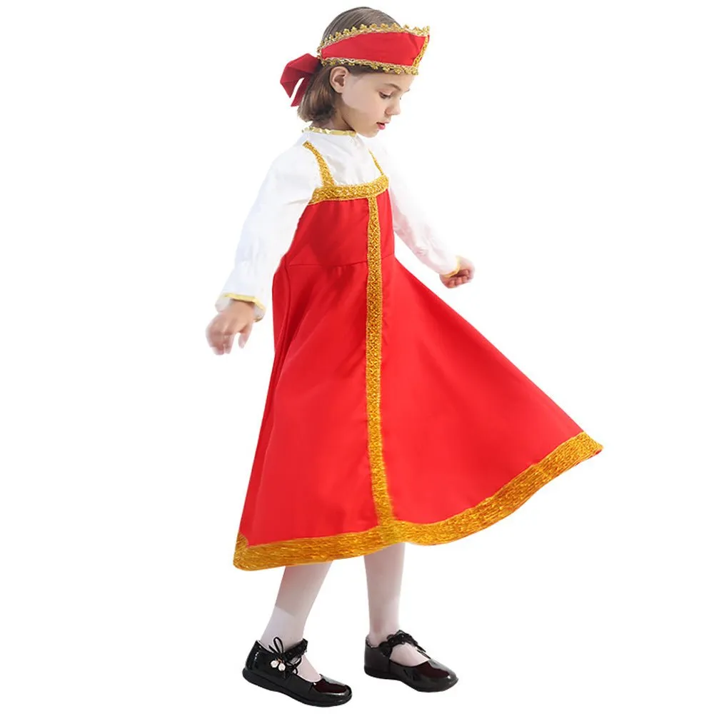 Russian Girls Cosplay Costume Ethnic Dress Halloween National Oufit Dresses Stage Performances