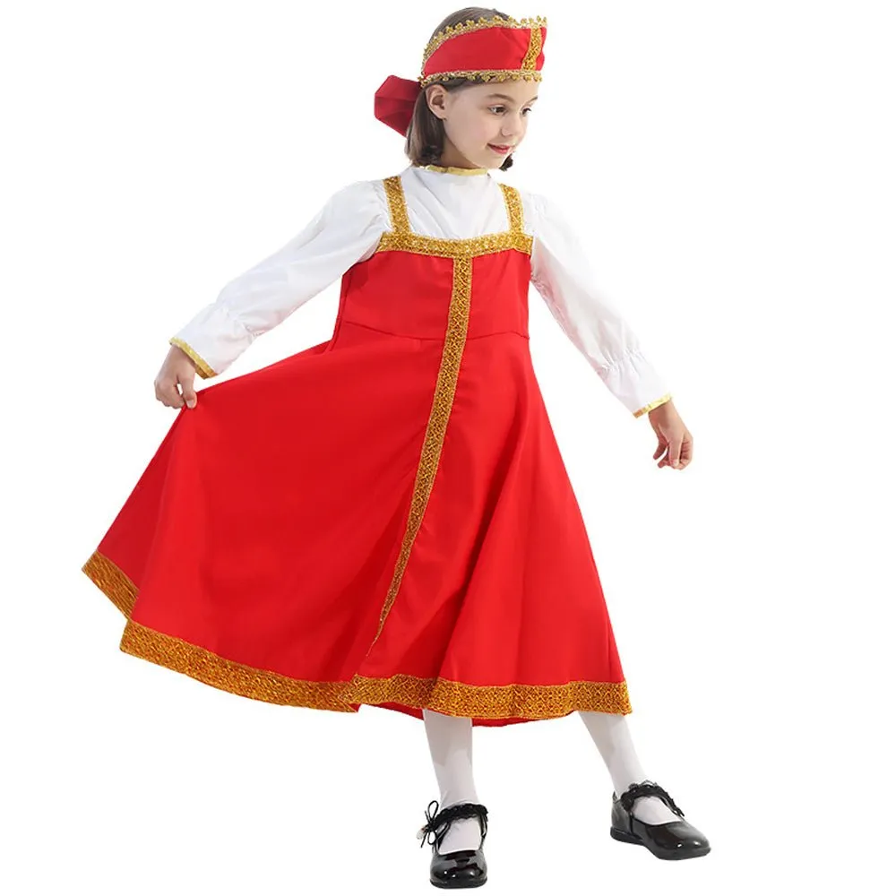 Russian Girls Cosplay Costume Ethnic Dress Halloween National Oufit Dresses Stage Performances
