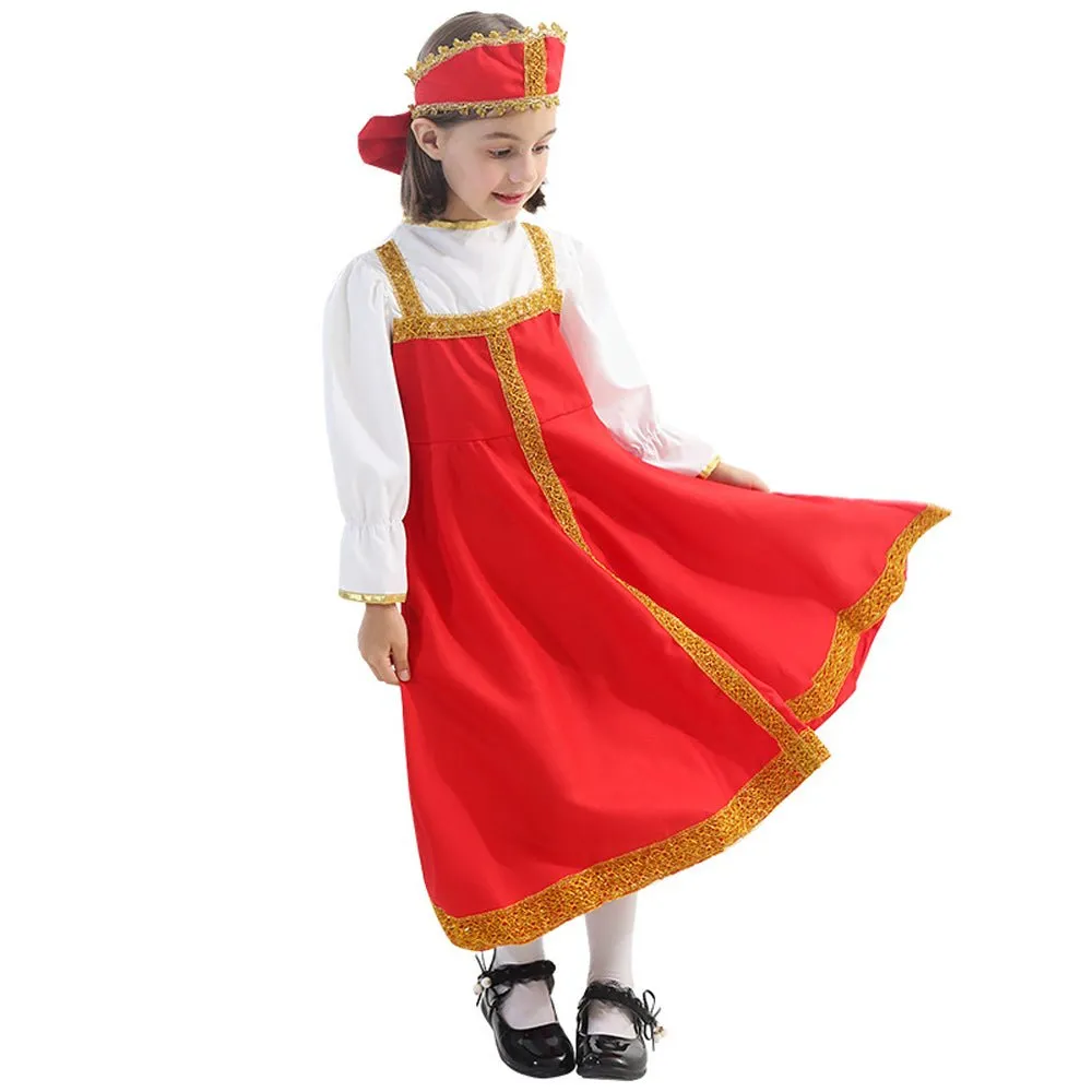 Russian Girls Cosplay Costume Ethnic Dress Halloween National Oufit Dresses Stage Performances
