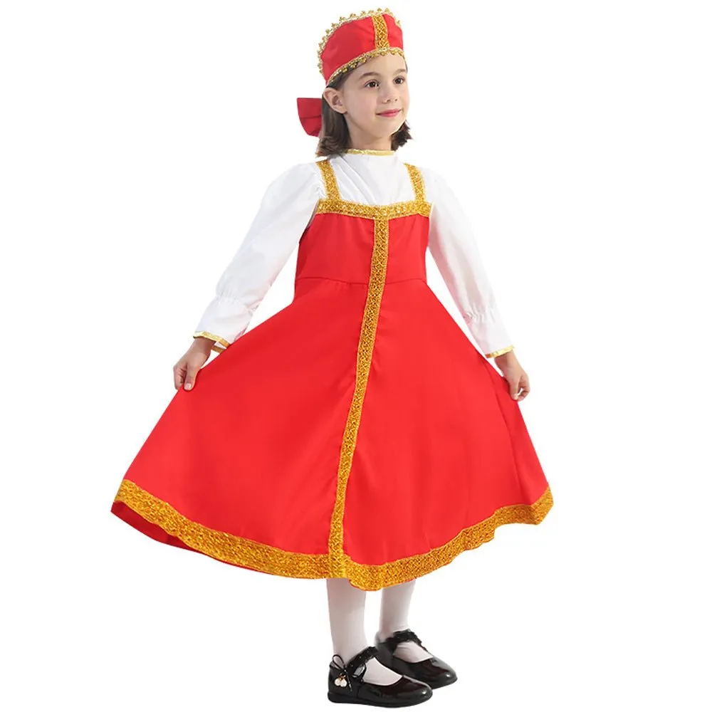Russian Girls Cosplay Costume Ethnic Dress Halloween National Oufit Dresses Stage Performances