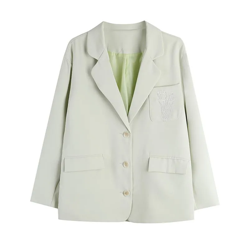 Slimming Embroidery Loose Fit Blazer