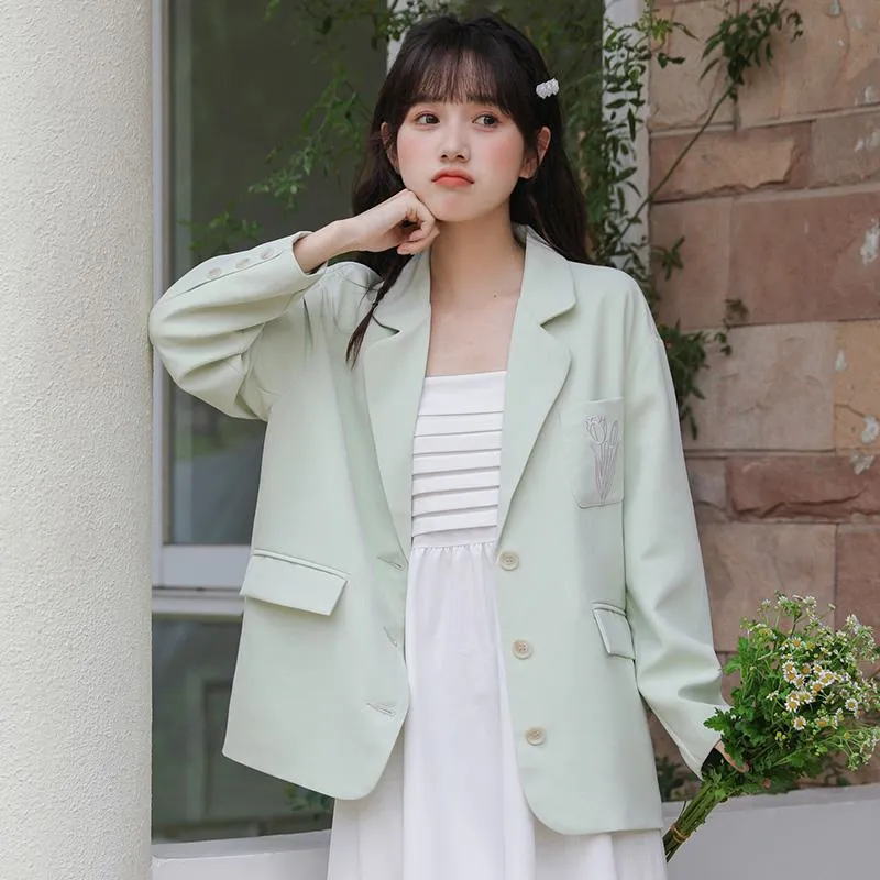 Slimming Embroidery Loose Fit Blazer