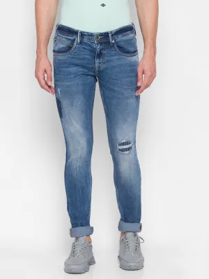 Spykar Blue Cotton Men Jeans (Skinny)