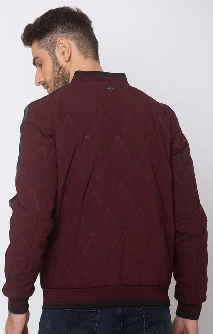 Spykar Maroon Activewear Straight Fit Jacket For Men