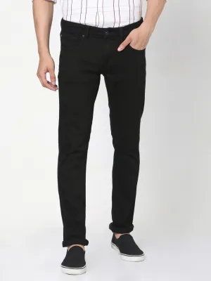 Spykar Men Black Cotton Skinny Jeans