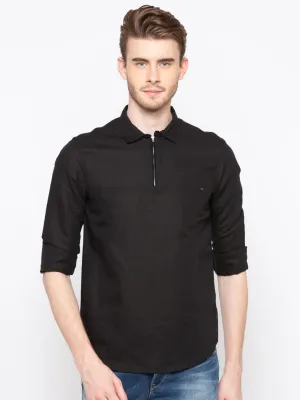 Spykar Men Black Solid Slim Fit Casual Shirt
