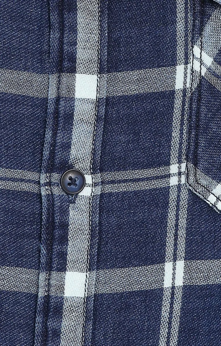 Spykar Men Blue Checked Casual Shirt