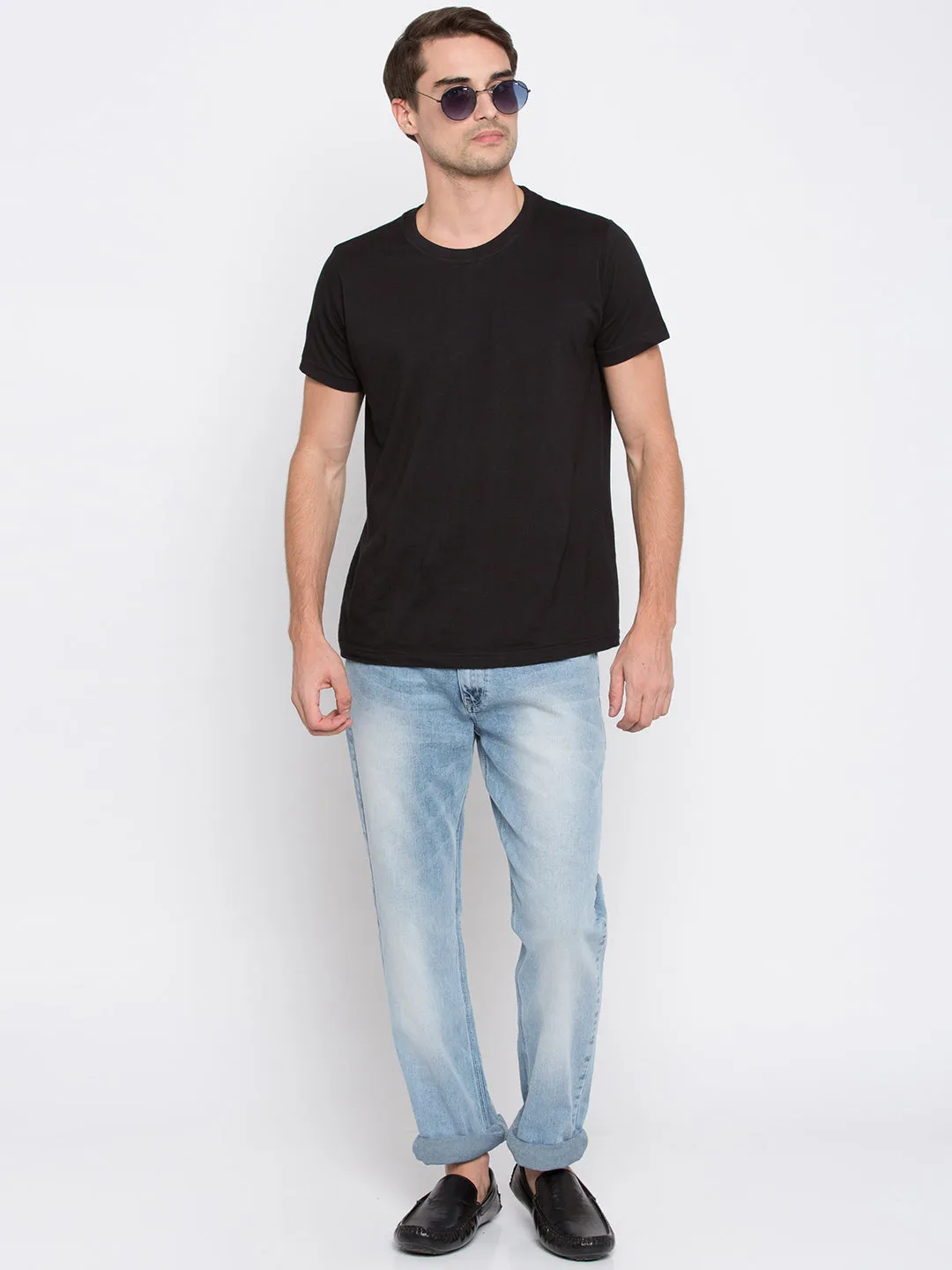 Spykar Men Blue Cotton Regular Fit Straight Fit Jeans (Renegrade)