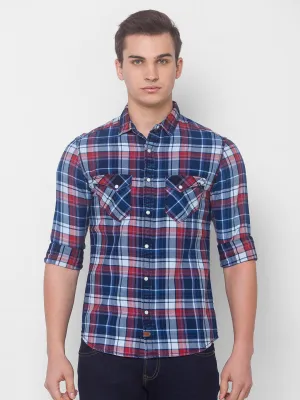 Spykar Men Brick Red Cotton Slim Fit Shirt