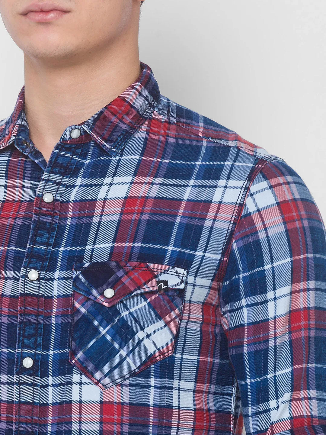 Spykar Men Brick Red Cotton Slim Fit Shirt