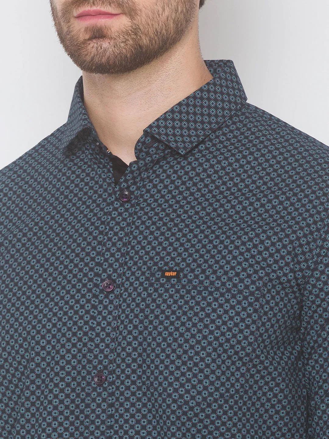 Spykar Men Charcoal Grey Cotton Slim Fit Shirt