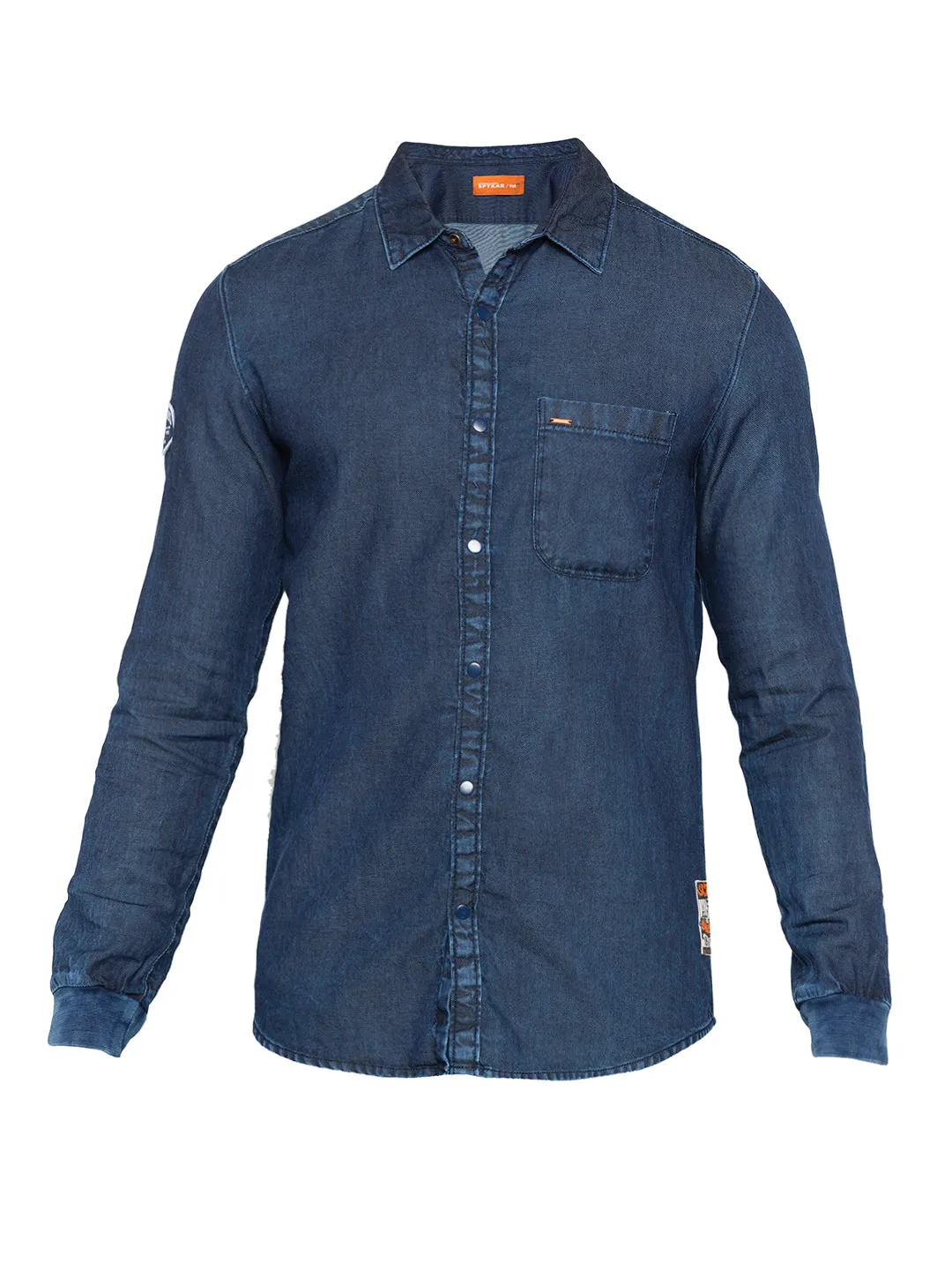 Spykar Men Dark Blue Solid Slim Fit Casual Shirt