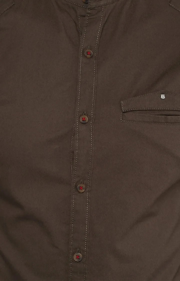 Spykar Men Dark Olive Solid Slim Fit Casual Shirt