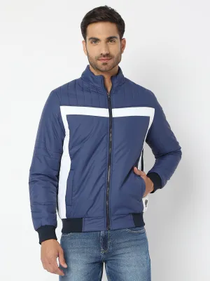Spykar Men Navy & White Nylon Regular Fit Jacket