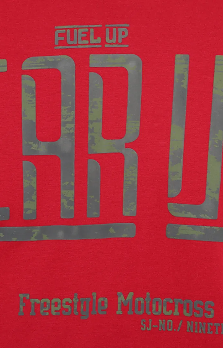 Spykar Men Red Printed Slim Fit T-Shirt
