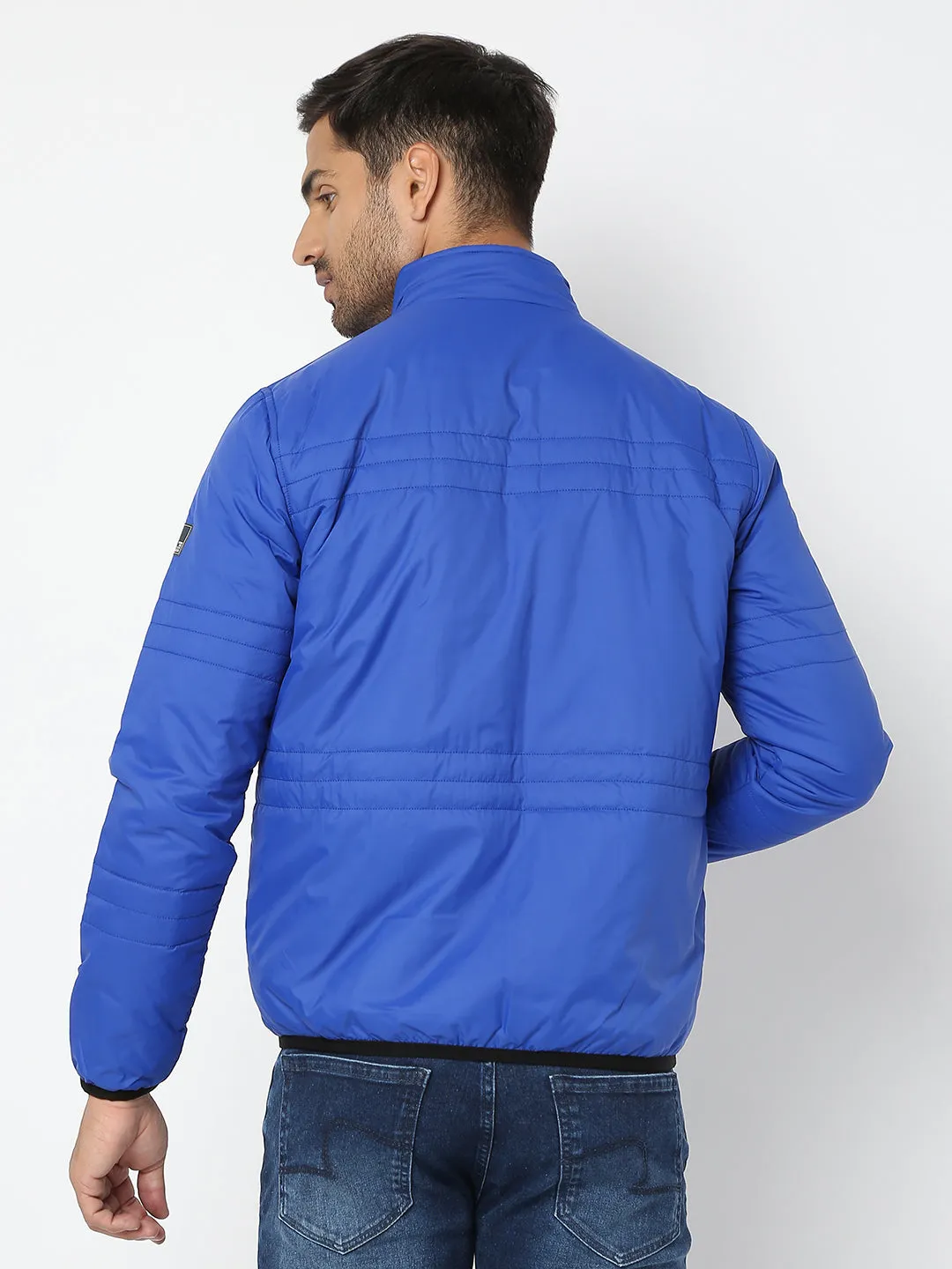 Spykar Men Royal Blue Nylon Regular Fit Jacket