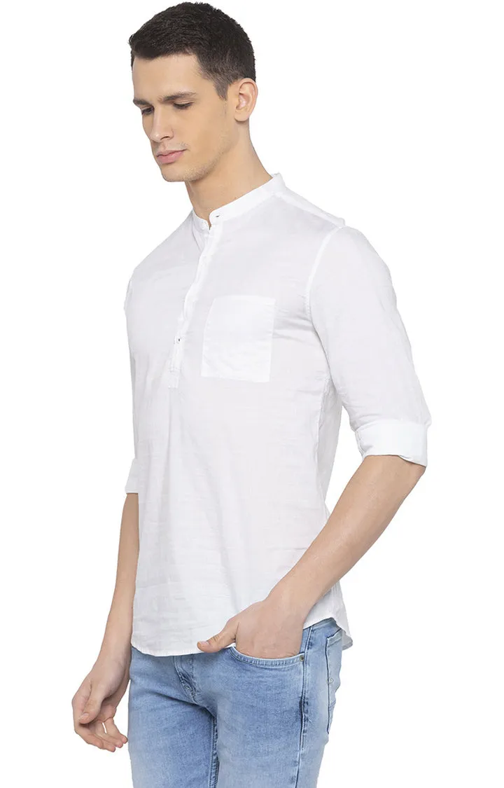 Spykar Men White Solid Casual Shirt