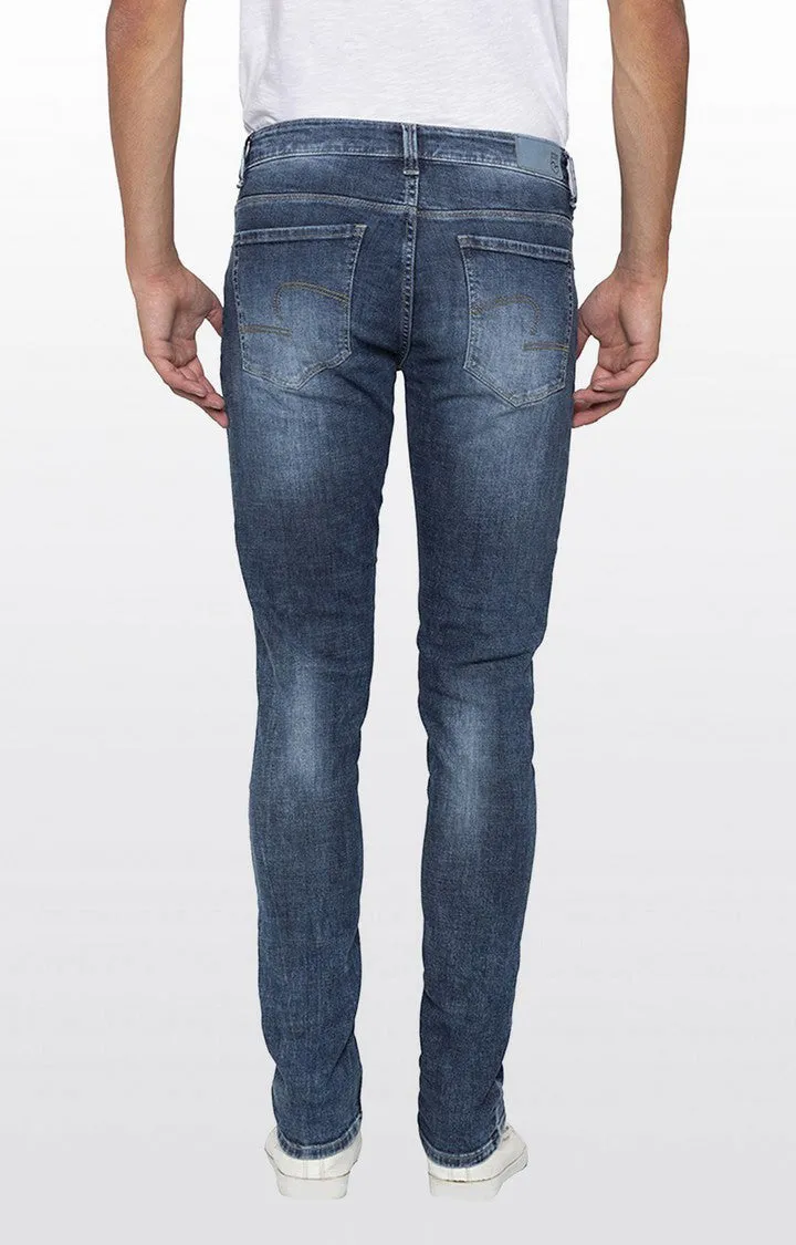 Spykar Mid Blue Cotton Slim Fit Narrow Length Jeans (Skinny)