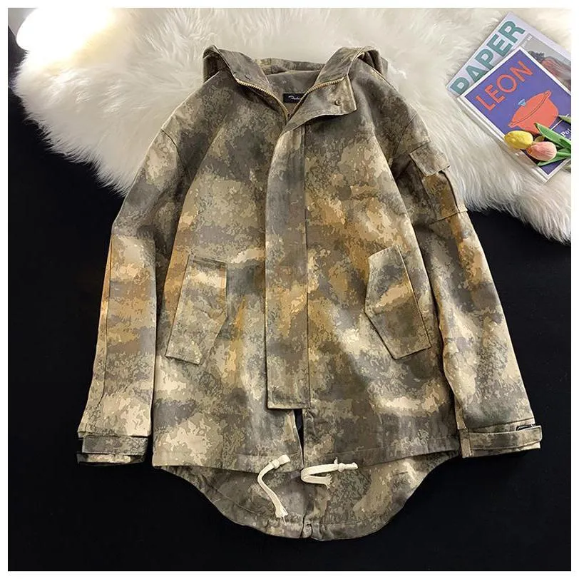 Stain-Resistant Workwear Style Camouflage Field Jacket