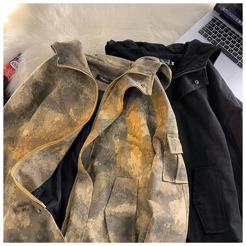 Stain-Resistant Workwear Style Camouflage Field Jacket