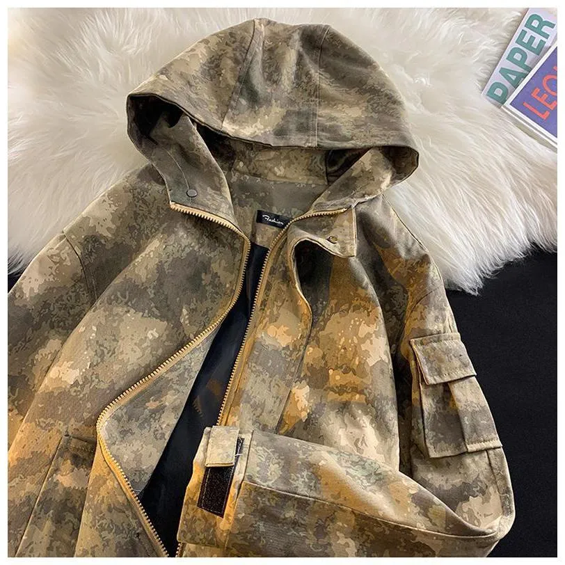 Stain-Resistant Workwear Style Camouflage Field Jacket