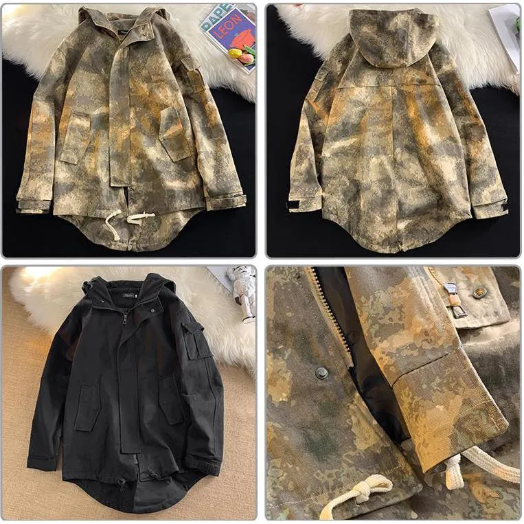 Stain-Resistant Workwear Style Camouflage Field Jacket
