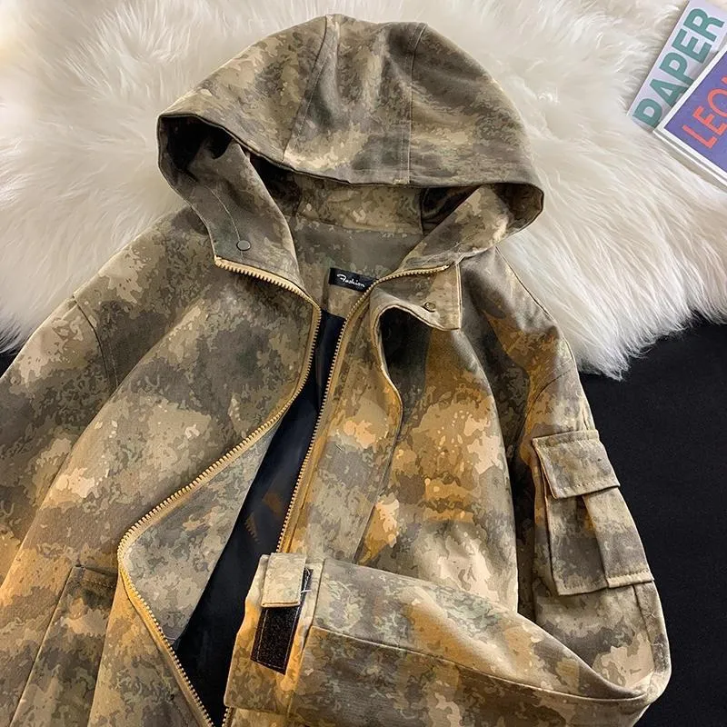 Stain-Resistant Workwear Style Camouflage Field Jacket
