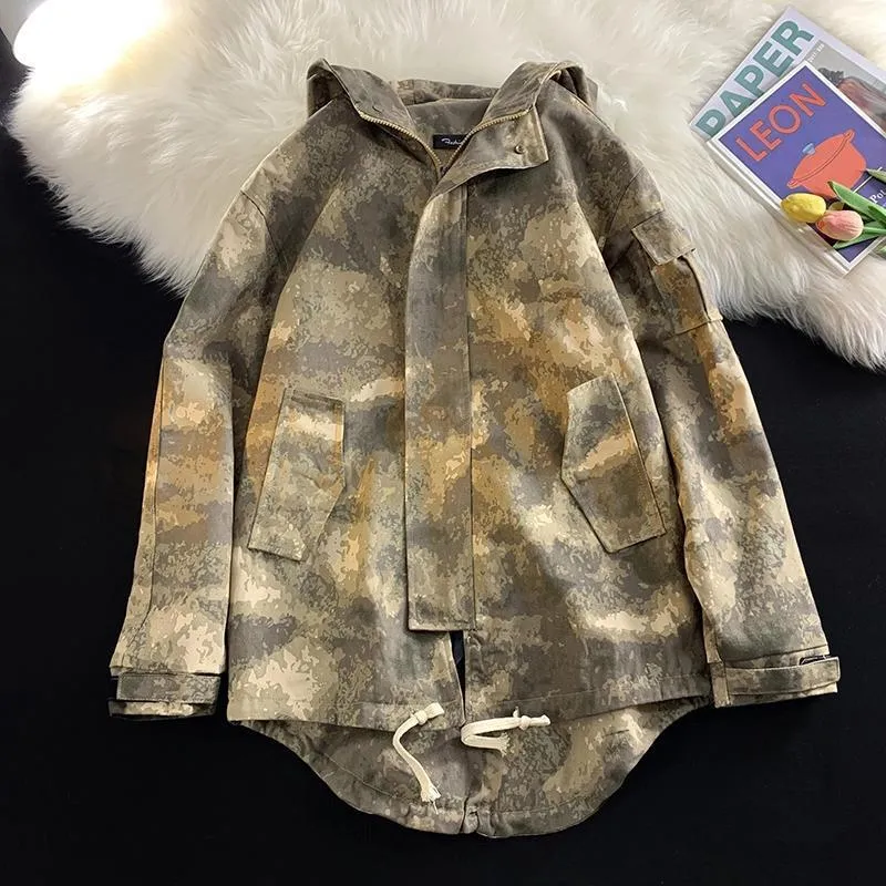 Stain-Resistant Workwear Style Camouflage Field Jacket