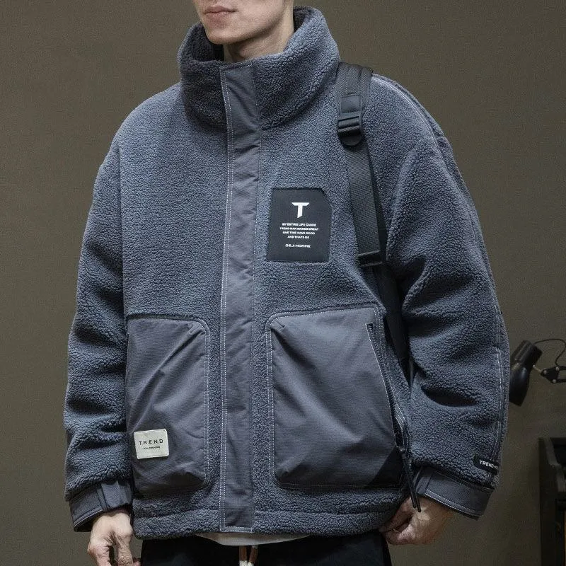 Stand-Up Collar Cashmere Loose Fit Casual Flannel Coat