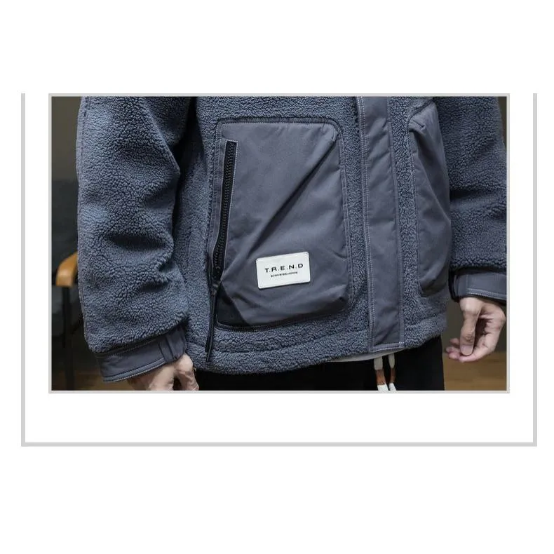 Stand-Up Collar Cashmere Loose Fit Casual Flannel Coat