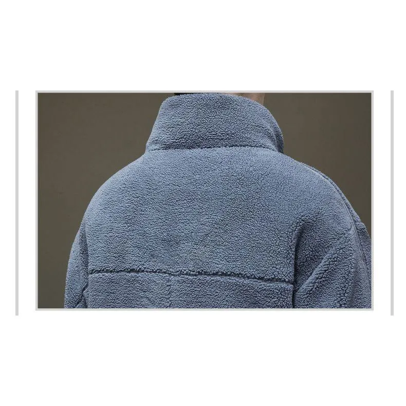 Stand-Up Collar Cashmere Loose Fit Casual Flannel Coat