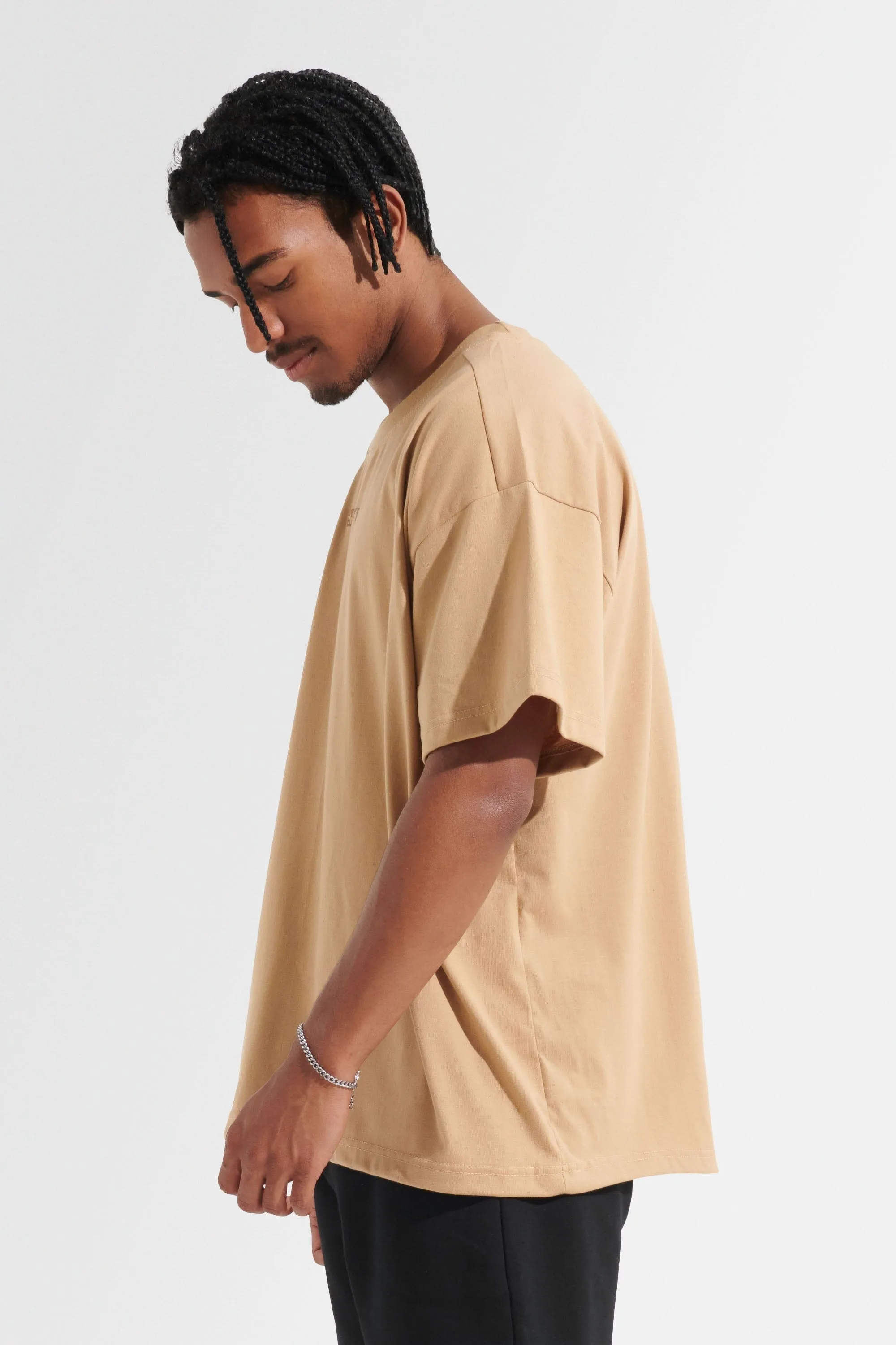 Statement Oversized Tee - Beige