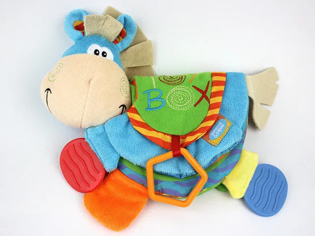 TOP 0-12 Month Baby Rattles Teether Toys Cute Donkey Animal Cloth Book For Toddlers Learning early Education Toys Christmas Gift