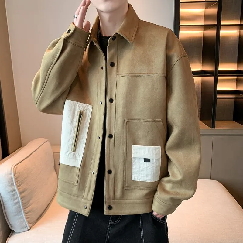 Trendy Suede Camel Velvet Shirt Jacket