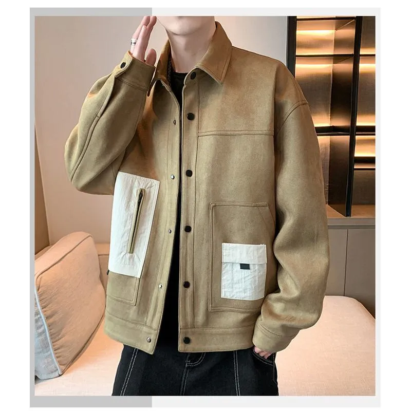 Trendy Suede Camel Velvet Shirt Jacket