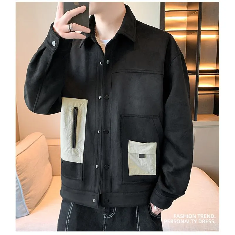 Trendy Suede Camel Velvet Shirt Jacket