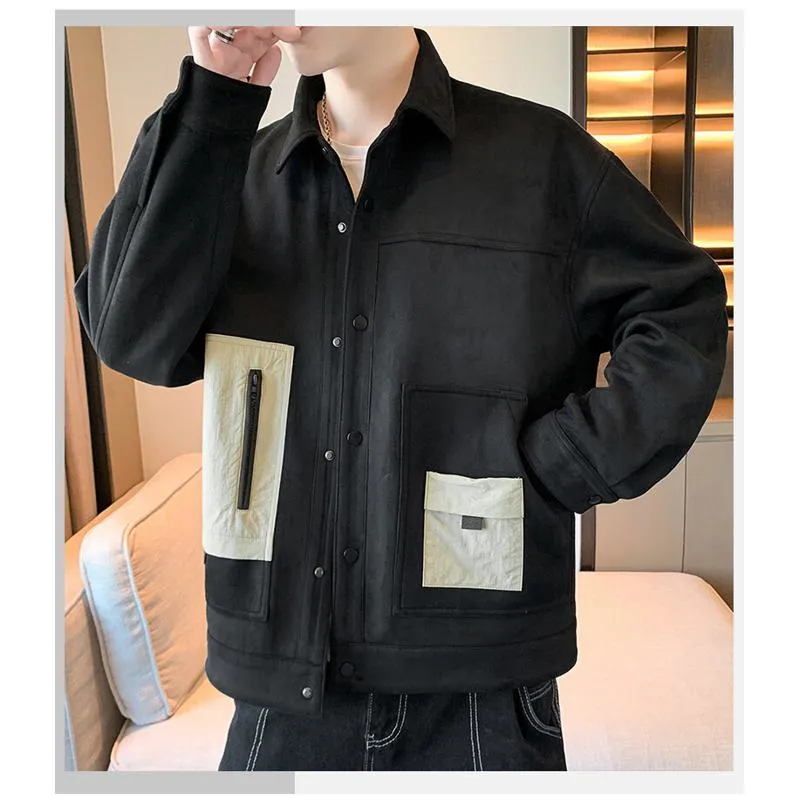Trendy Suede Camel Velvet Shirt Jacket