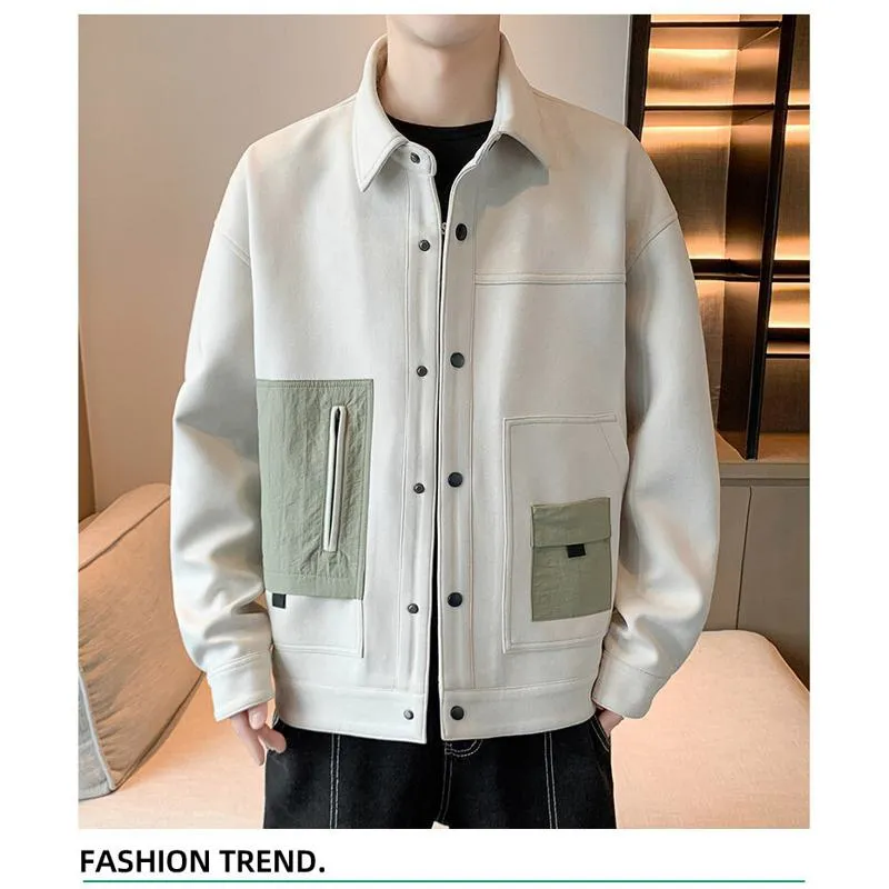 Trendy Suede Camel Velvet Shirt Jacket