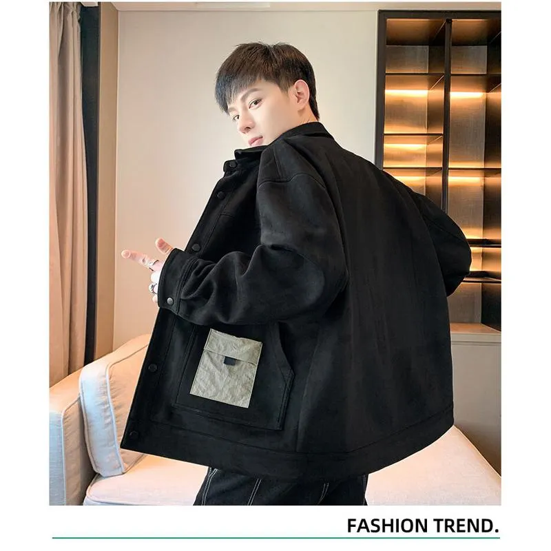 Trendy Suede Camel Velvet Shirt Jacket