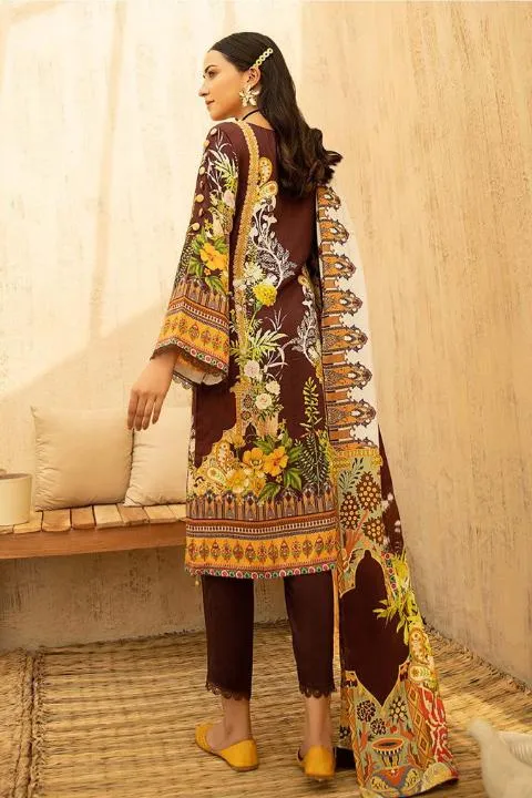 Unstitched Maroon Pakistani Cotton Suit Dress Material