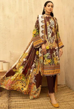 Unstitched Maroon Pakistani Cotton Suit Dress Material