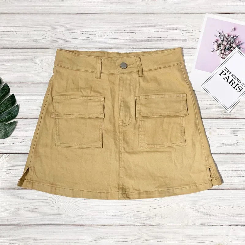 Versatile Casual Slimming Split Hem Bodycon Denim Skirt