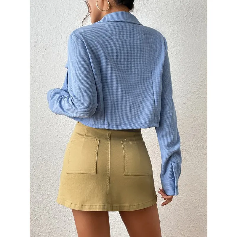Versatile Casual Slimming Split Hem Bodycon Denim Skirt