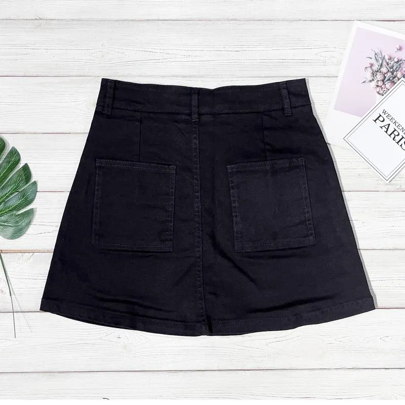 Versatile Casual Slimming Split Hem Bodycon Denim Skirt