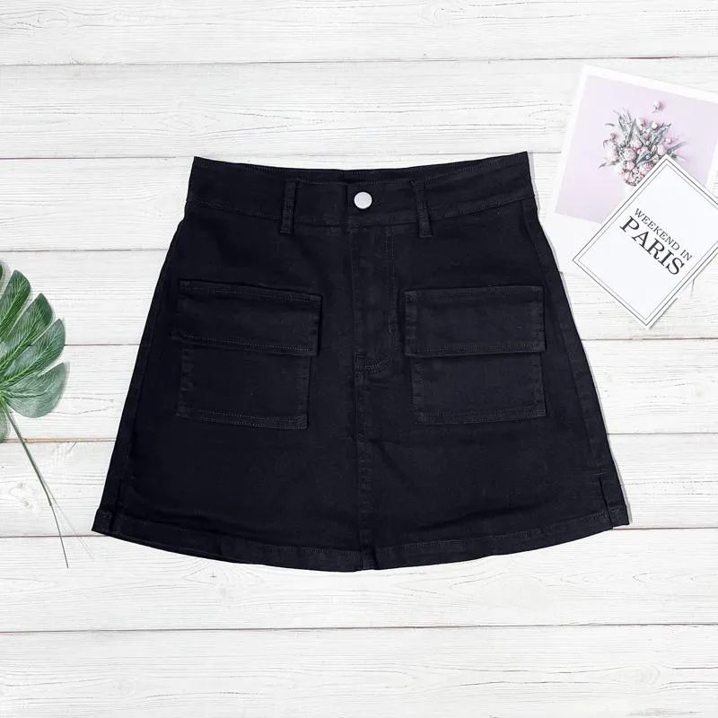 Versatile Casual Slimming Split Hem Bodycon Denim Skirt