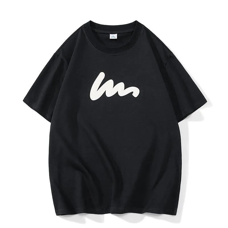 Versatile Round Neck Pure Cotton Print Short Sleeve Tee