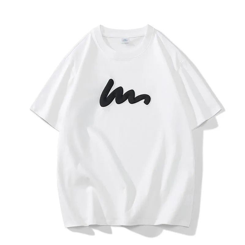 Versatile Round Neck Pure Cotton Print Short Sleeve Tee