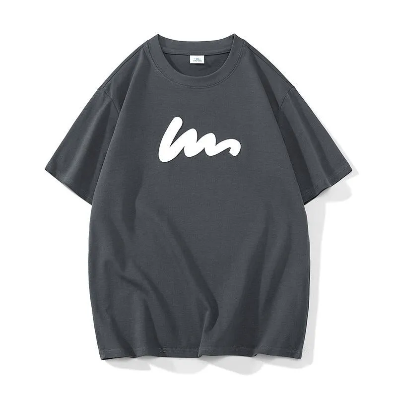 Versatile Round Neck Pure Cotton Print Short Sleeve Tee