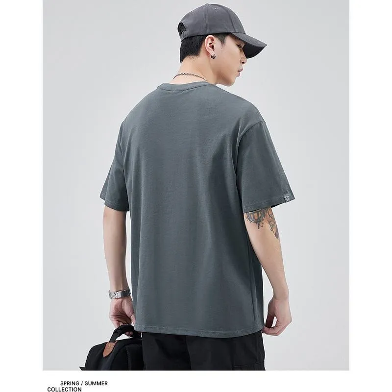 Versatile Round Neck Simplicity Pure Cotton Short Sleeve Tee