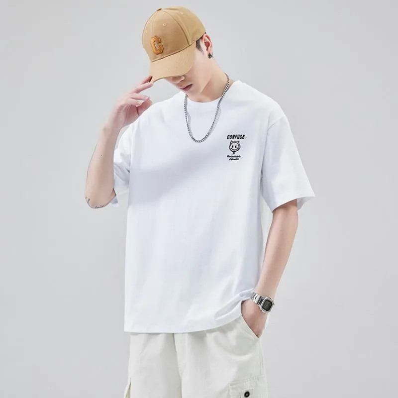 Versatile Round Neck Simplicity Pure Cotton Short Sleeve Tee